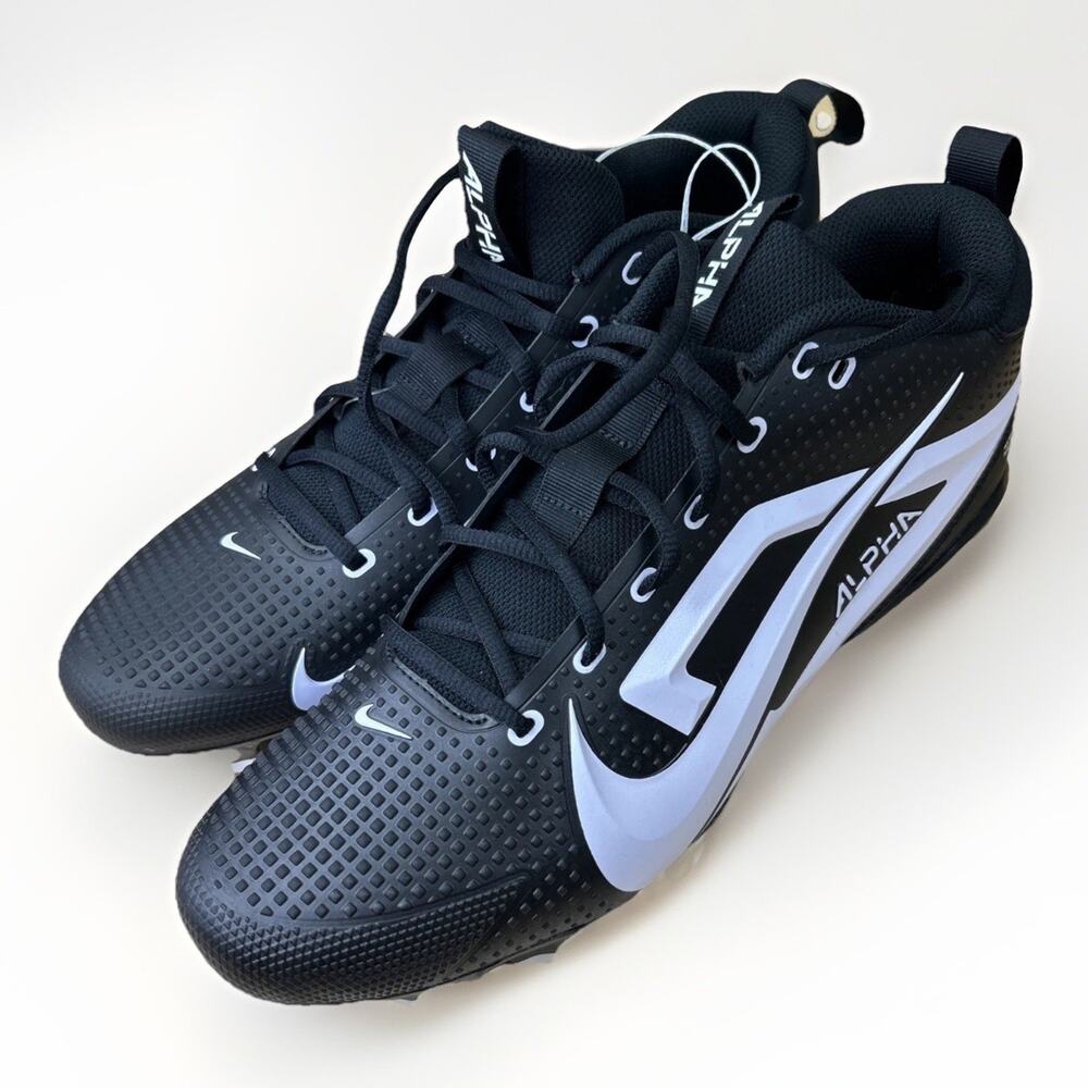 Nike Alpha Menace Football Cleats Black White Mens Size 12.5 NWOB FZ7703-005